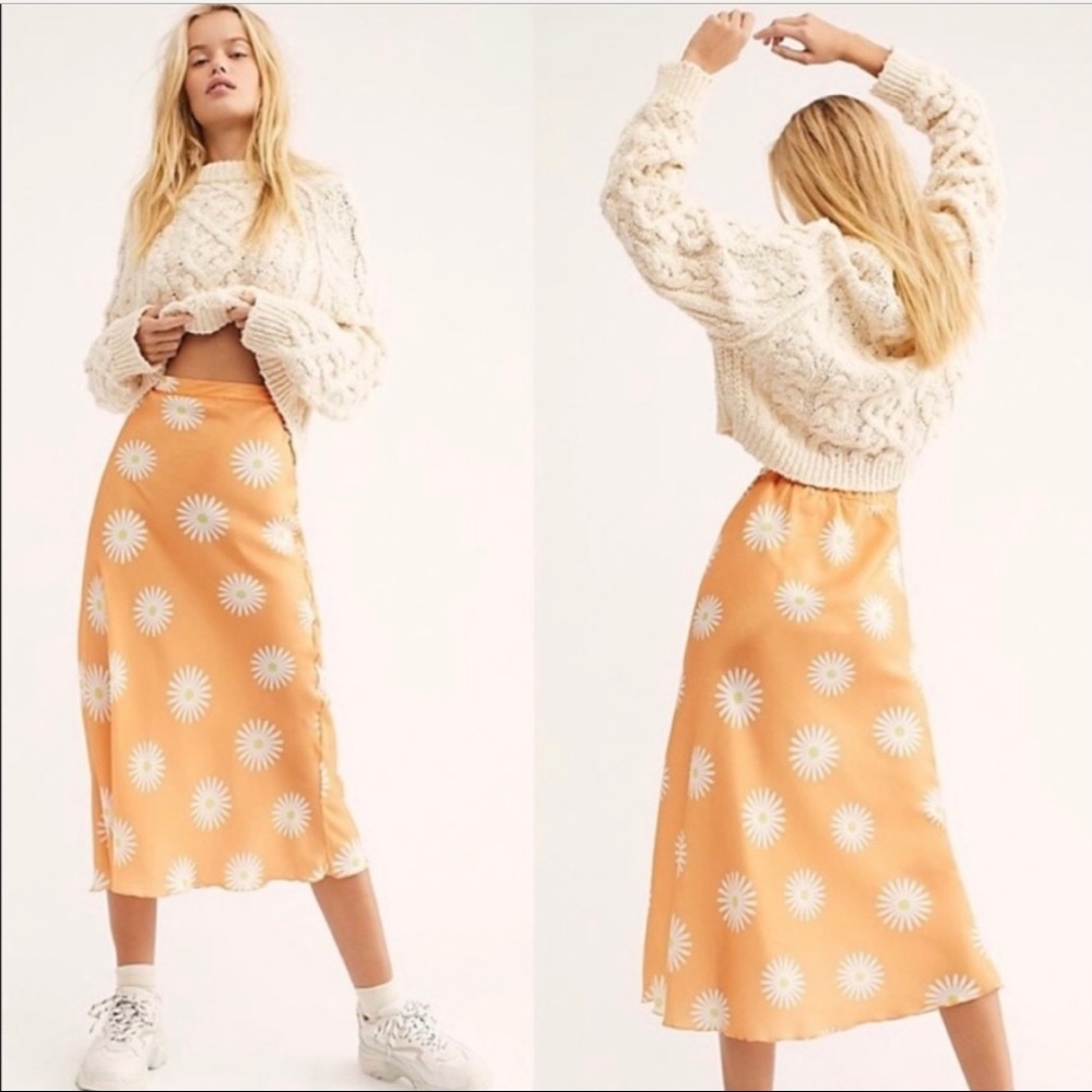 Free people satin floral skirt
